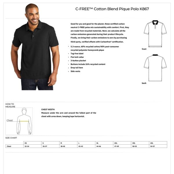 Men's/Unisex Cotton Blend Pique Polo - Image 2